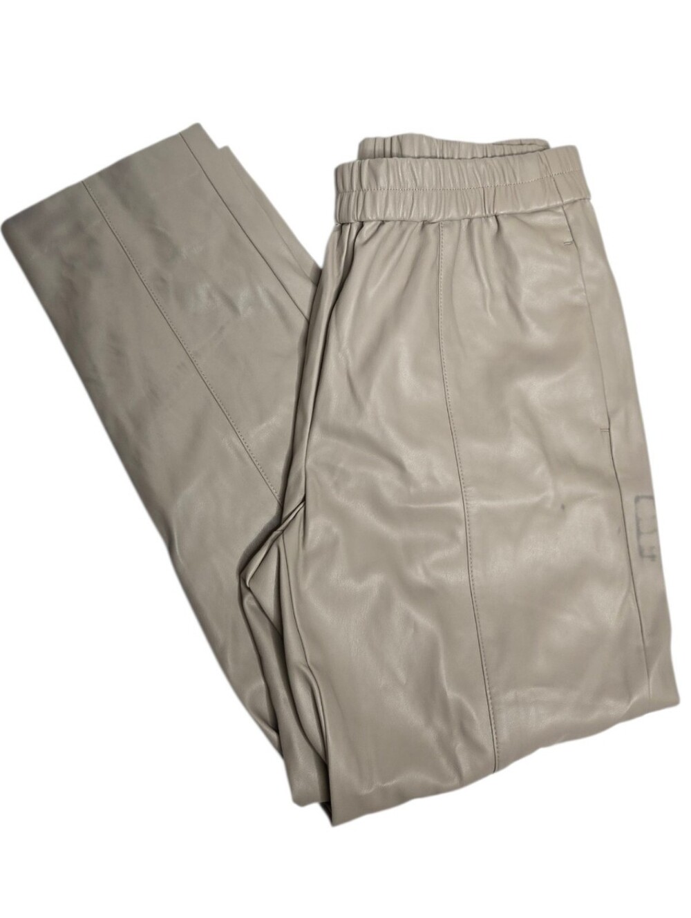 Ann Taylor cream faux leather vegan pull‎ on ankle pant M